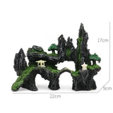 Large Resin Aquarium Fish Tank Mountain View Oranment Decor Rockery Landscape Rock Hiding Cave Tree Decoration