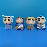 4/6/10pcs Set Crayon Shin-Chan Anime Figure Fishing Puppy Kawaii Q Version Mini Decor Figurines Collectibles Toys Holiday Gifts