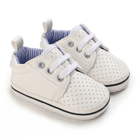 Newborn Baby Shoes Boy Girl Classical Sport Soft Sole PU Leather Multi-Color First Walker Casual Sneakers White Baptism Shoes