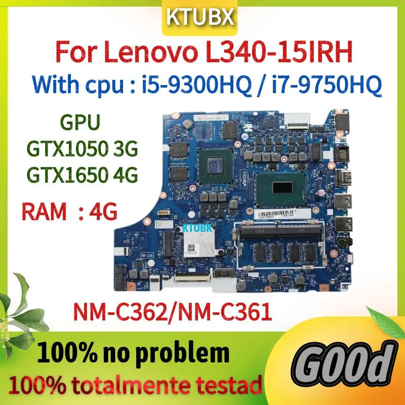 NM-C361 NM-C362 for Lenovo L340-15IRH L340-17IRH  Laptop Motherboard.with CPU I5-9300H GPU GTX1050 GTX1650 100% test work