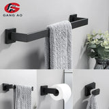 Bathroom Hardware Set Accessories Matt Black Shelf Robe Hook Hanger Towel Rail Bar Rack Tissue Paper Holder Stainless Steel