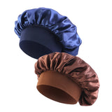 New 2 Pieces Silky Sleep Cap Women's Satin Bonnet Night Elastic Head Cover Hat Curly Hair Nightcap Night Hat Unisex Cap De Nuit