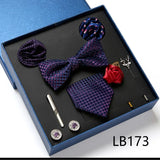 Luxury Quality Tie Set With Necktie Bowtie Pocket Square Cufflinks Tie Clip Brooches For Man Bussiness Wed Party Tie Gift Box