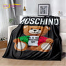 HD Cartoon Moschino Toy Bear 3D Blanket,Soft Throw Blanket for Home Bedroom Bed Sofa Picnic Travel Office Rest Cover Blanket Kid