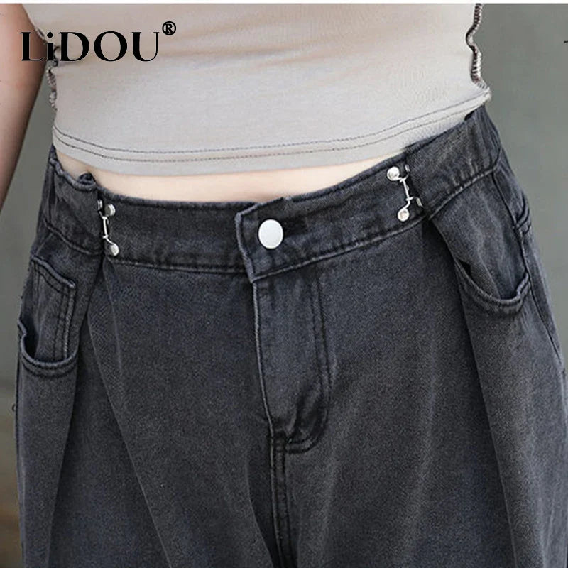 2023 Spring Autumn New Fashion Generous Straight Pants Plus Size Pants Women High Waist Trousers Drape Streetwear Loose Bottom