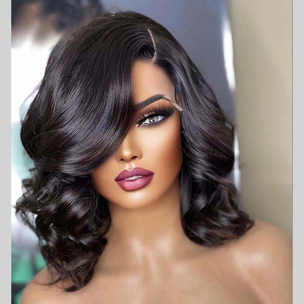 Honey Blonde Lace Front Wig Human Hair Burgundy Transparent Lace Deep Wave Frontal Wig Short Bob Human Hair Wigs for Black Women