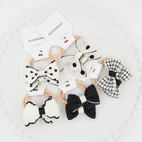 10Pcs/Lot  Children's Cute Headwear Hair Accessories Baby's Basic Bow Tie Band Set Small Scrunchie Kids Elastic Hair Ties