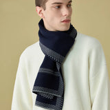 High Quality Wool Scarf Men Autumn Winter Thick Warm Business Versatile Plaid Stripe Cashmere Muffler Luxury Chrimas Gift Male