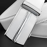 Elegant White Color Men Women Unisex Leather Belt Genuine Leather Automatic Buckle 3.5cm Width Men Waist Straps for Jeans