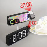 180° Arm Digital Projection Alarm Clock Night Mode Power-off Memory Table Clock 12H/24H Bedroom Electronic LED Clock