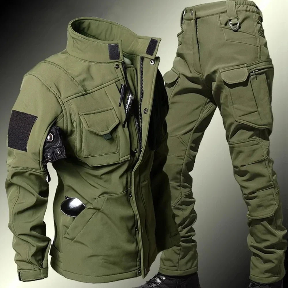 Men's Tactical Sets Windproof Waterproof Winter Shark Skin Military Suit Soft Shell Jackets Warm Fleece Cargo Pants Army Uniform