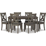 7 Piece Rustic Dining Room Sets, Include Table and 6 Chairs, Gray