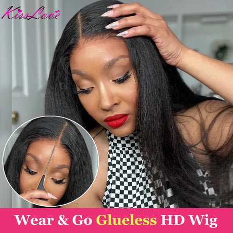 Glueless Wigs Kinky Straight 13x4 Lace Front Human Hair Wigs HD 13x6 Frontal Wig Yaki 5x5 Glueless Wig Human Hair Ready To Wear