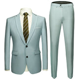 Jacket + Pants 2 Pieces Set / 2023 Fashion New Men's Casual Boutique Business Dress Wedding Groom Suit Coat Blazers Trousers