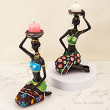 Creative Europe African Black Figure Sculpture Candle Holder, Home Crafts Cafe Theme Decoration Desktop Bar Resin Decoration 1Pc