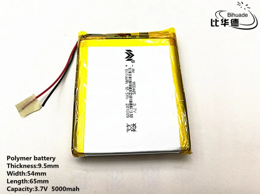 955465 955565 3.7V 5000mAH Rechargeable Lithium Polymer Battery Li-Po  for Tablet Power Bank Hand Warmers PH 2.0mm 2pin Plug