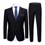 Jacket + Pants 2 Pieces Set / 2023 Fashion New Men's Casual Boutique Business Dress Wedding Groom Suit Coat Blazers Trousers