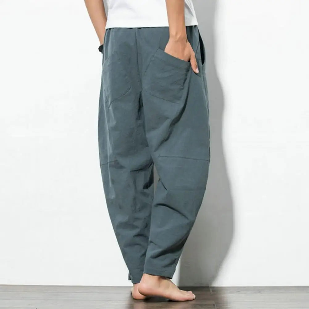 Harem Pants New Men's Cotton Linen Loose Pants Male Casual Solid Color Pants Trousers Chinese Style Sweatpants