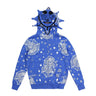 Cartoon skull 3D digital print hooded sweatshirt spliced long-sleeved fashion retro youth trend zipper loose cardigan ins top