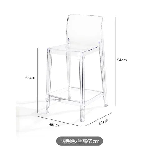 Nordic Acrylic Transparent Bar Chairs Modern Backrest Household Design Bar Chairs High Stools Muebles Household Items WZ50BC