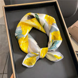 100% Real Silk Square Scarves Women Bandana High Quality Printed Foulard Hair   Tie Soft Neckerchief