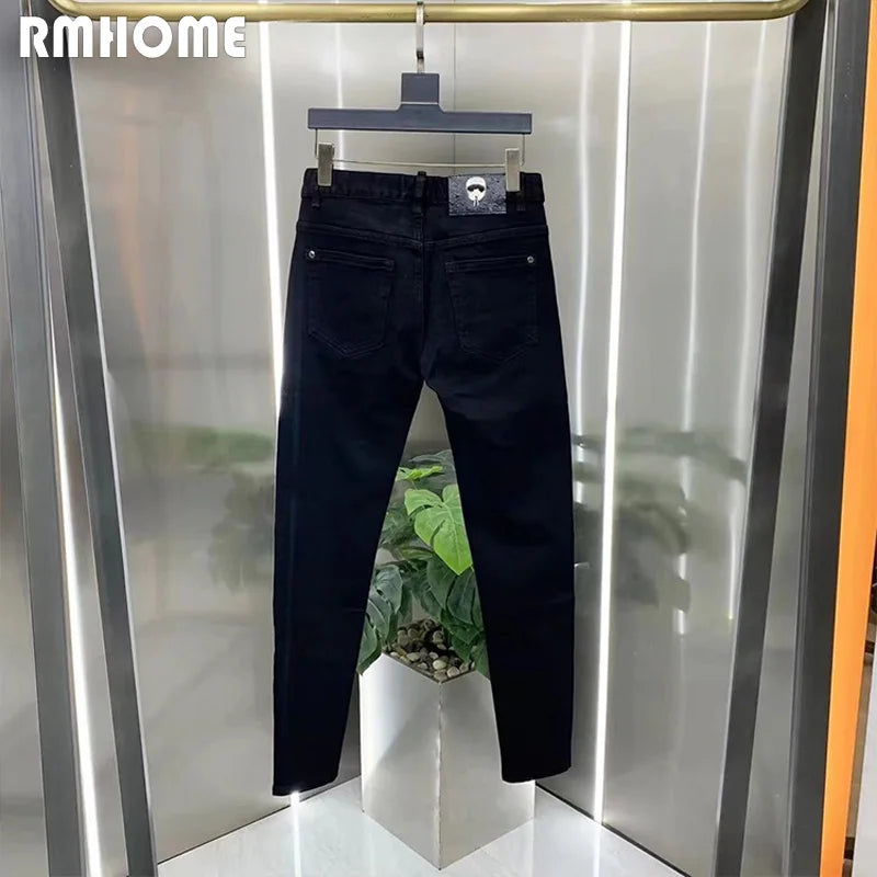 Men's Black Jeans Luxury Rhinestone Design New style Slim Male Pencil Pants All Seasons Popular Handsome Trousers Man Clothing