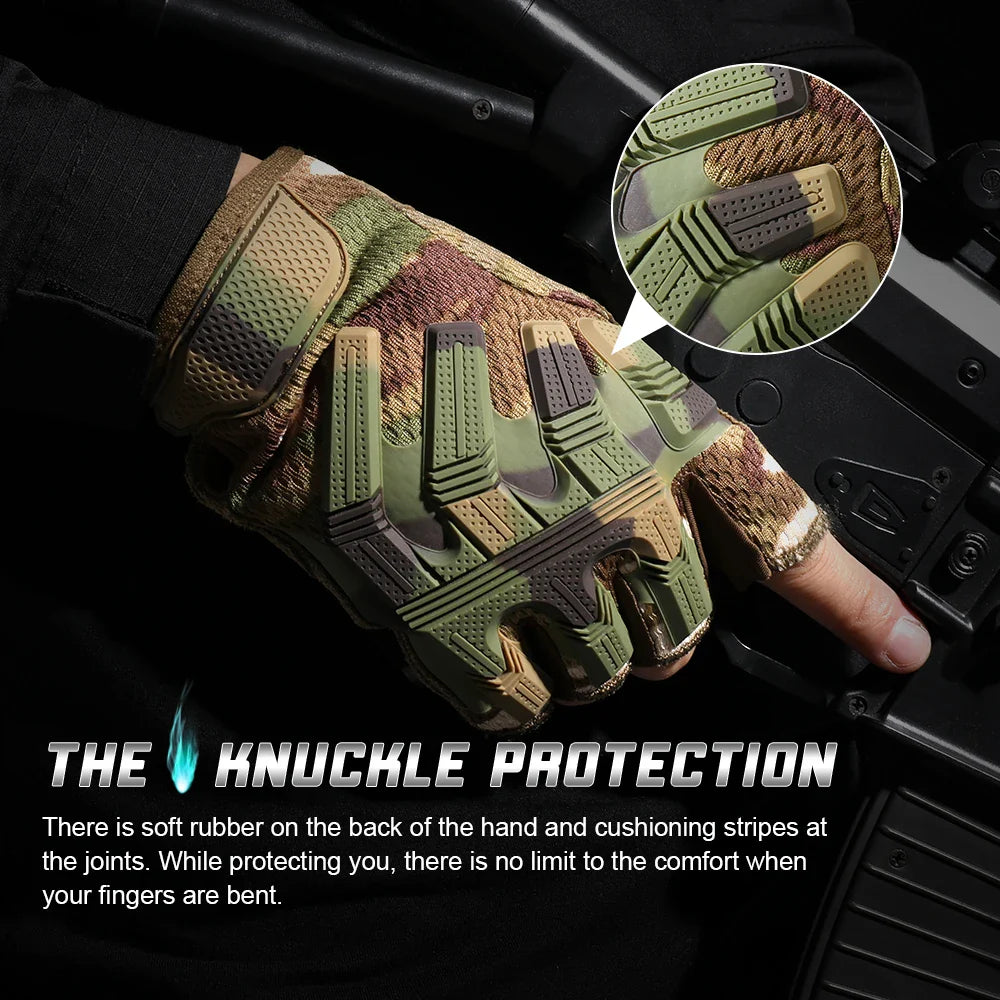 Tactical Fingerless Gloves SWEAT Army Military Airsoft Combat Paintball Shooting Hunting Driving Non-slip Half Finger Men Women