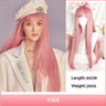 AS  Cosplay Wig With Bangs Synthetic Straight Hair 24 Inch Long Heat-Resistant Pink Wig For Women