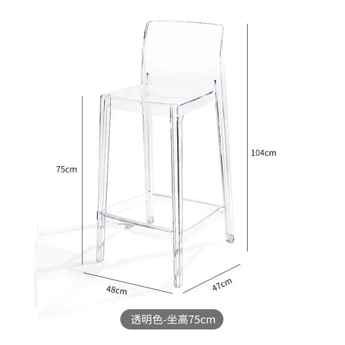 Nordic Acrylic Transparent Bar Chairs Modern Backrest Household Design Bar Chairs High Stools Muebles Household Items WZ50BC