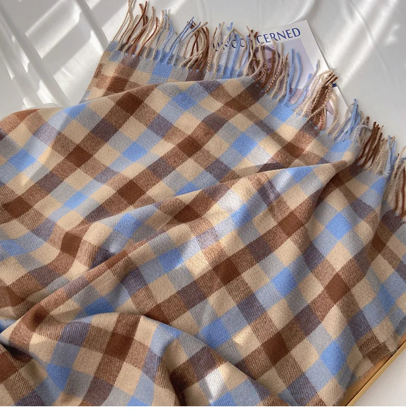 2023 Pamwallymensa Women's Scarf Winter Luxury Brand Tippet Scarves for Ladies Plaid Shawls Warm British Style Thicken Man