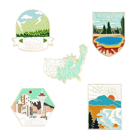 Outdoor Natural Scenery 3-6pcs/set Enamel Pins Custom Cosmic Mountains Travel Brooches Lapel Badges Jewelry Gift for Friends