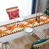 Christmas Gingerbread Man Table Runner Snowflake Home Kitchen Festive Candy Dining Room Decor Indoor Outdoor Party Supplies