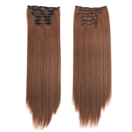 Synthetic Clip in Hair Extensions 6 Pcs/Set 16 Clips Long Straight Hairpieces Clip On Hair Extension for Women Blonde