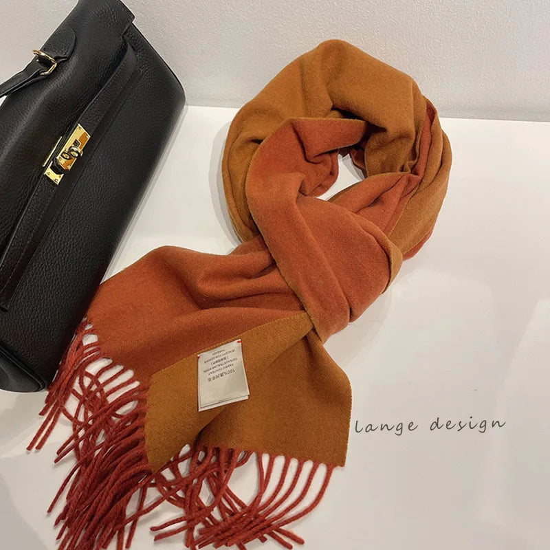 High-quality Australian Wool 100% Solid Color Women's Scarves Autumn and Winter Warm Men's Cashmere Shawl Wrap