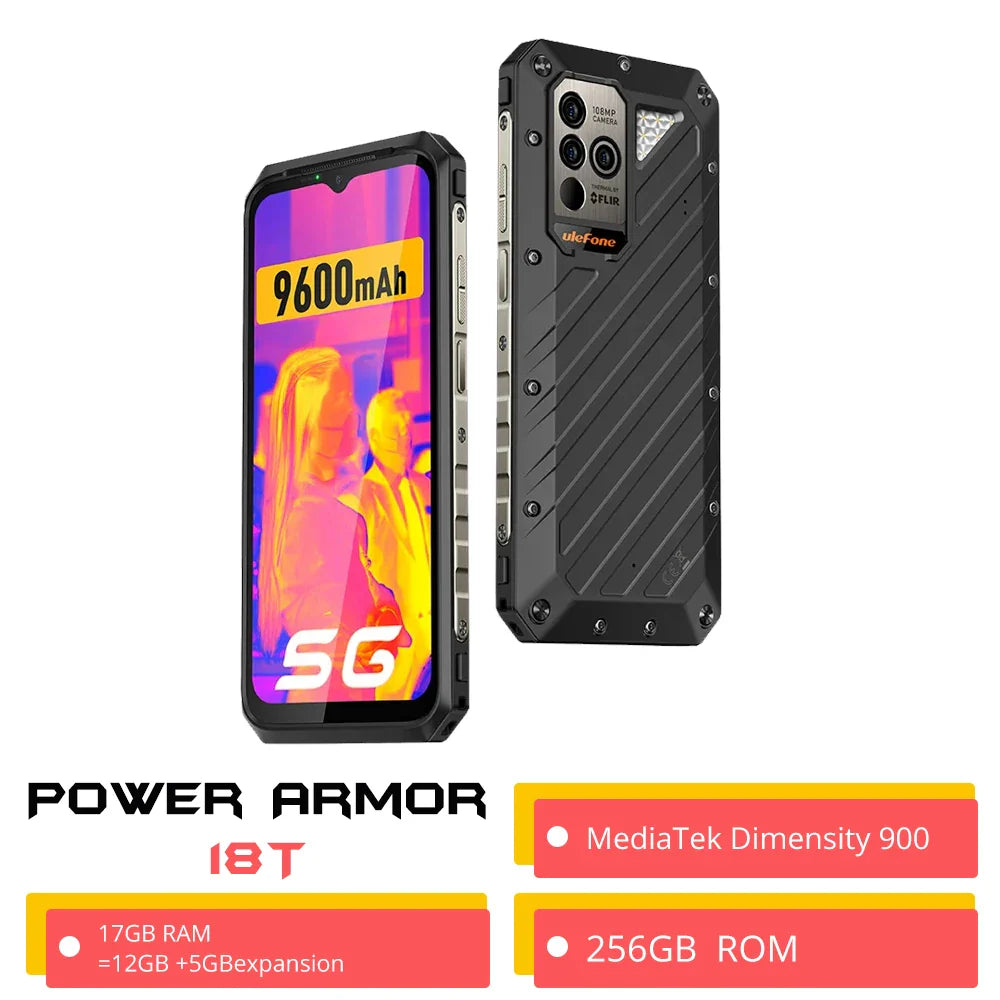 Ulefone Power Armor 18T Ultra 5G Rugged Phone Thermal ImagingCamera FLIR® smartphone 256GB/512GB 9600mAh 66W moblie phone Global