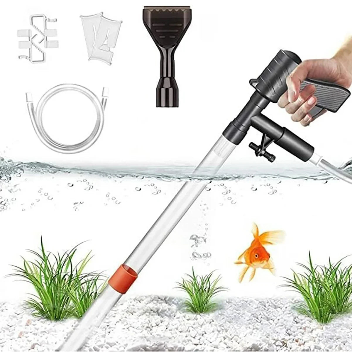 Manual Water Changer Fish Tank Cleaning Tool Aquarium Sand Gravel Cleaner Siphon Principle