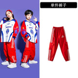 Contrast Joggers Pant Boys Street Dance Outfits Girls Streetwear Child Jazz Sport Costume Clothes Set Kids Hip Hop Clothing