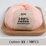 QJH 10PCS 100% Organic Cotton Yarn Pure/Mixed Color Yarn, Knitting Yarn - Crochet Yarn Soft 10 Strands Hank Yarn Machine Washabl