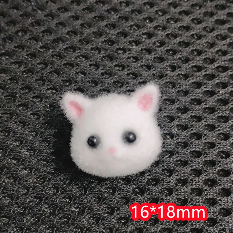 Min order 30pcs/lot flocking animals cartoon cats shape resin dolls beads diy jewelry earring/garment pendant accessory