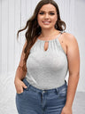 Plus Size Sexy Hater Neck Summer Casual Top Women Tie Detail Keyhole Front Work Office Tank Female Large Size Street Beach Cami