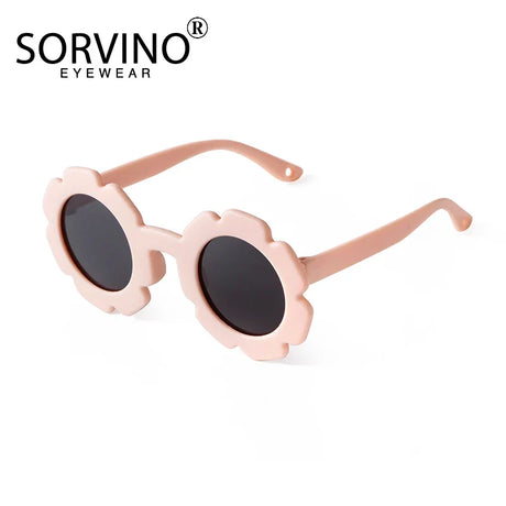 SORVINO Vintage Kids Sunglasses Child Sun Glasses Round Flower Baby Children UV400 Polarized Sunglasses Girls Boys Party Shades