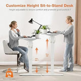 Electric Standing Desk - 40 x 24 inch Adjustable Height Sit to Stand Up Desk with Splice Board, Rising Home Office ComputerWhite