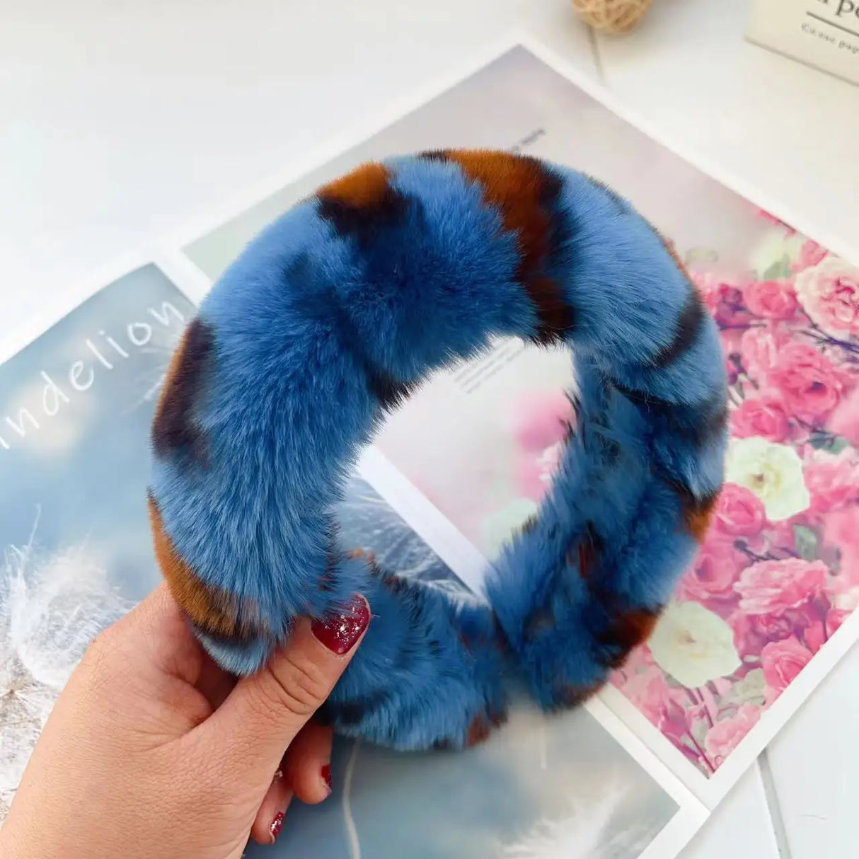 Real Rex Rabbit Hair Headband Fur Hairpin Korean Style Ins Internet Celebrity Accessories Band Leopard Print Plush Headdress