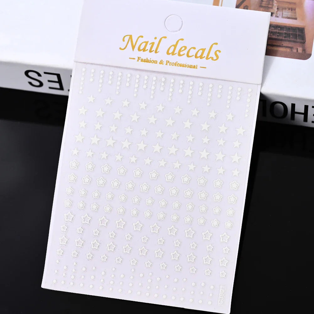 3D Gold Sun/Moon/Star Bronzing Nail Art Sticker 8*10cm Laser Star Moon Design Nail Decal Gold Silver Self-Adhesive Slider &*&