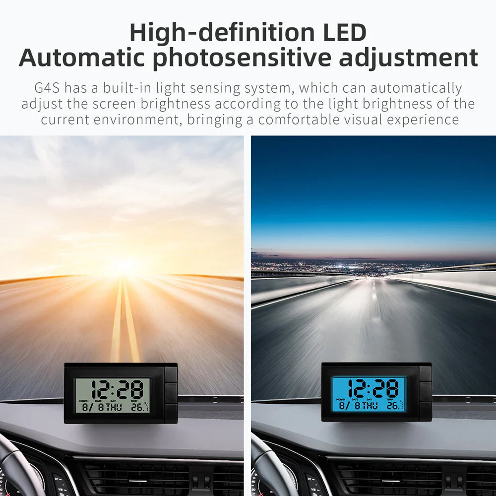 Electronic Car Clock 2 IN 1 Thermometer Time Watch Auto Clocks Luminous LCD Digital Display Dashboard Styling Accessories ZW