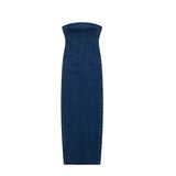 TRAF Off Shoulder Denim Dress Woman Blue Corset Long Dress Women Midi Bodycon Dresses For Women 2023 Elegant Party Dresses