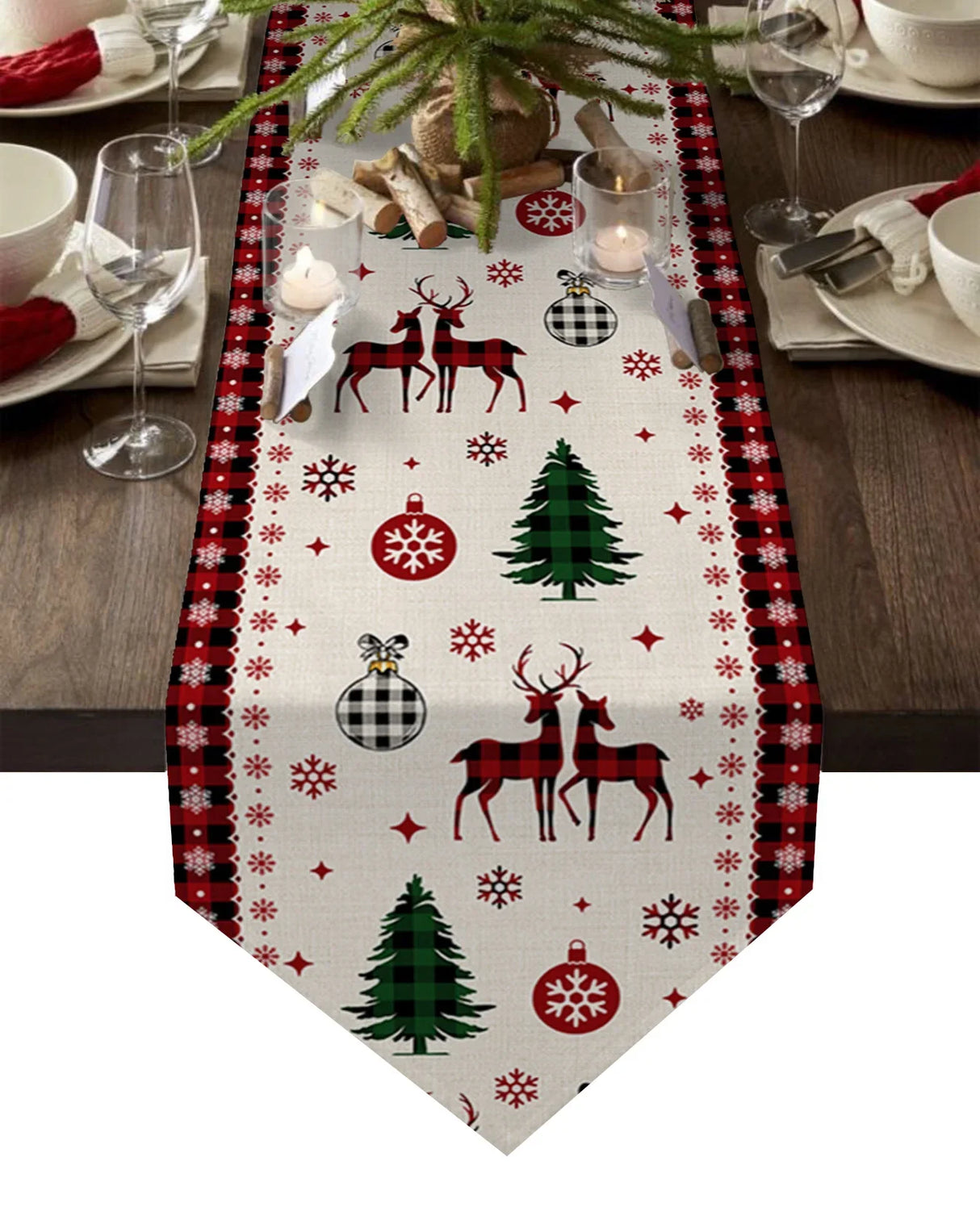 Christmas Snowflake Elk Linen Stain Resistant Table Runner Christmas Dinner Party Wedding Table Runner Kitchen Table Decorations