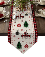 Christmas Snowflake Elk Linen Stain Resistant Table Runner Christmas Dinner Party Wedding Table Runner Kitchen Table Decorations