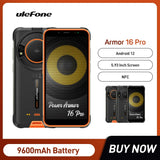 Ulefone Power Armor 16 Pro Rugged Smartphones Octa Core 4GB+64GB 5.93Inch HD Android 12 Mobile Phone 9600mAh Face Unlock NFC