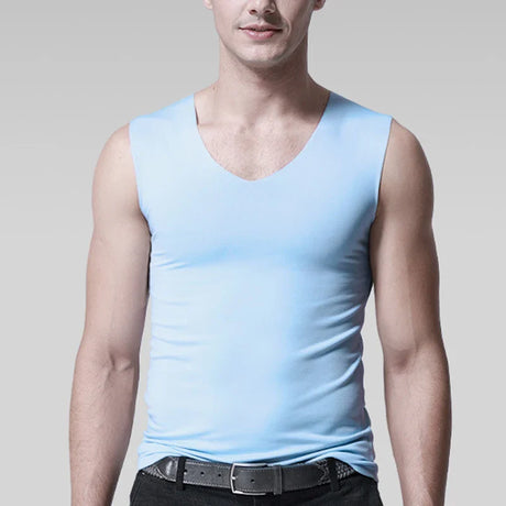 Ice Silk Seamless Men's Vest Loose Sleeveless Sport Bodysuit Vest For Men Plain Color Casual Summer Cotton Tank Undershirts Cool